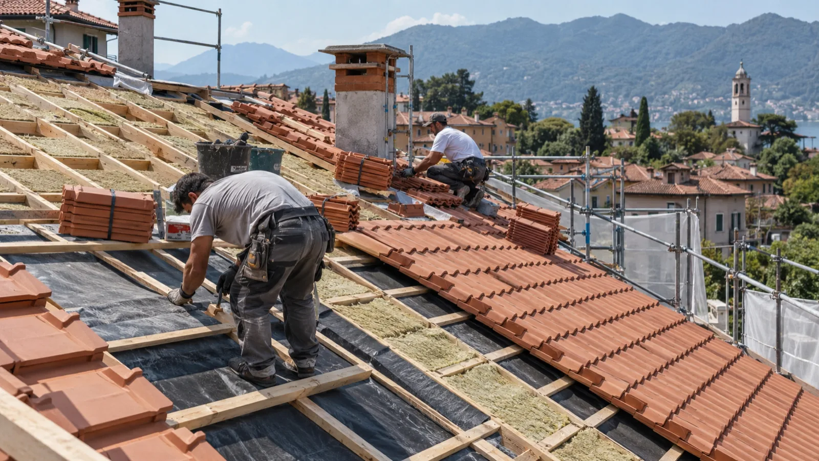 Lavorazione durante il rifacimento di una copertura